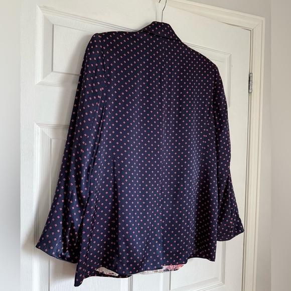 Thakoon navy blue & pink silk viscose patterned blazer - size 8 NWOT - Picture 3 of 6